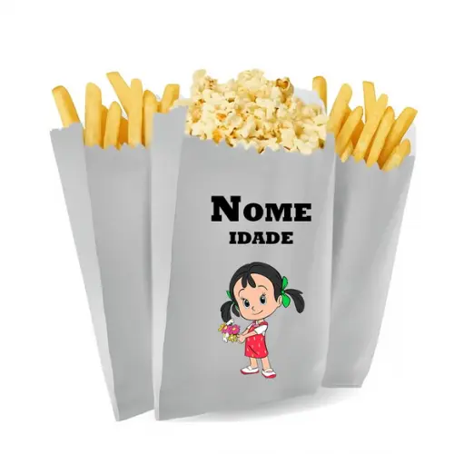 Saquinho de Pipoca e Batata Personalizado Tema Cleo e Cuquin