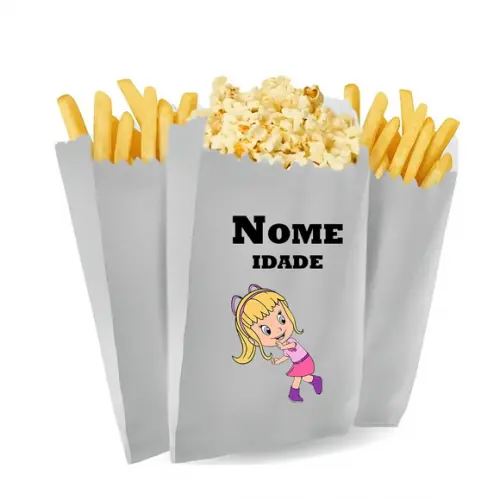 Saquinho de Pipoca e Batata Personalizado Tema Cleo e Cuquin