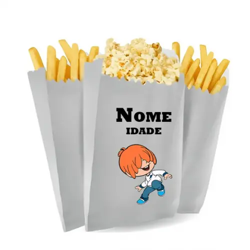 Saquinho de Pipoca e Batata Personalizado Tema Cleo e Cuquin