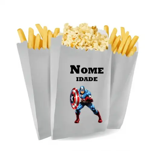 Saquinho de Pipoca e Batata Tema Capitão America