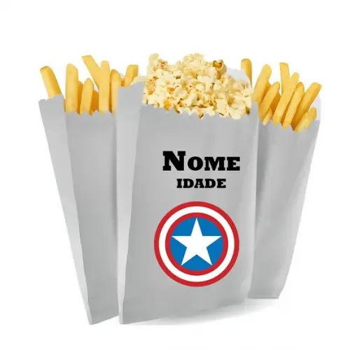 Saquinho de Pipoca e Batata Tema Capitão America