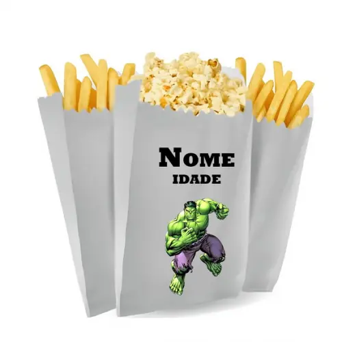 Saquinho de Pipoca e Batata Tema Hulk