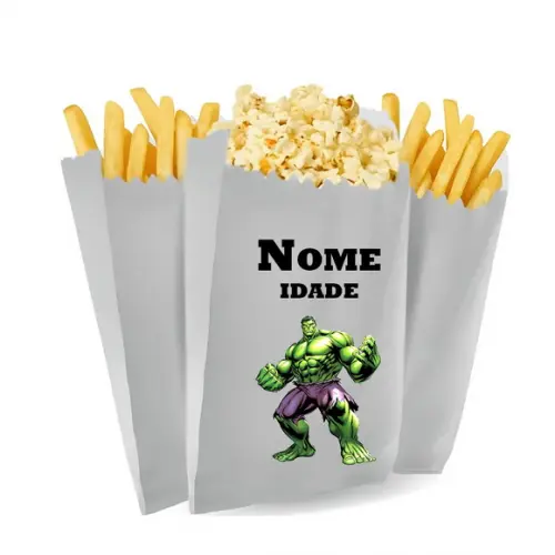 Saquinho de Pipoca e Batata Tema Hulk