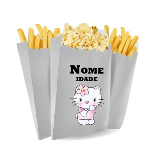 Saquinho de Pipoca e Batata Tema Hello Kitty