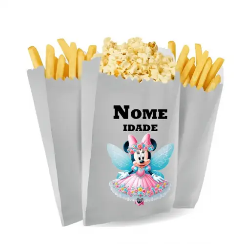 Saquinho de Pipoca e Batata Tema Minnie Fada