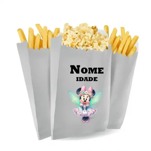 Saquinho de Pipoca e Batata Tema Minnie Fada