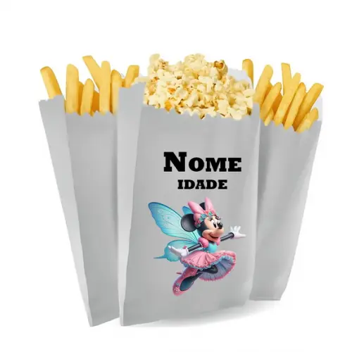 Saquinho de Pipoca e Batata Tema Minnie Fada