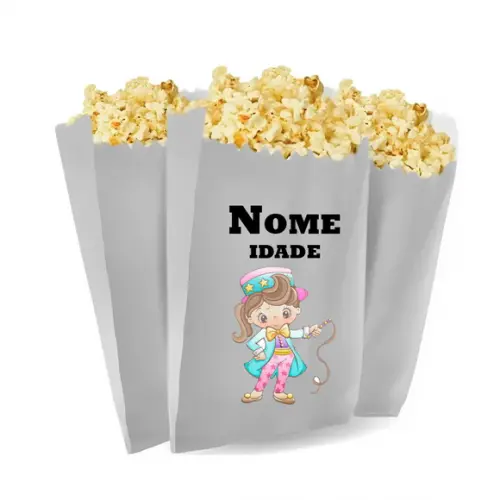 Saquinho de Pipoca Personalizado 13x7,5cm Circo Candy