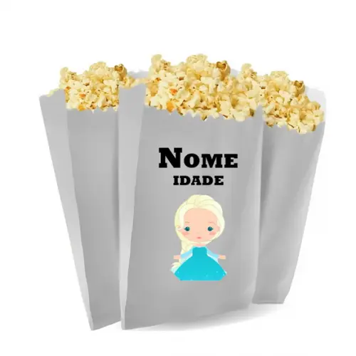 Saquinho de Pipoca Personalizado 13x7,5cm Elsa