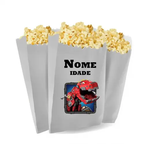 Saquinho de Pipoca Personalizado 13x7,5cm Dinotrux