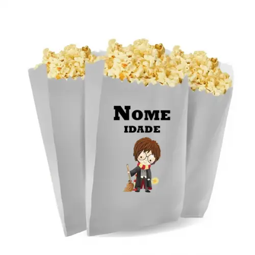 Saquinho de Pipoca Personalizado 13x7,5cm Harry Potter