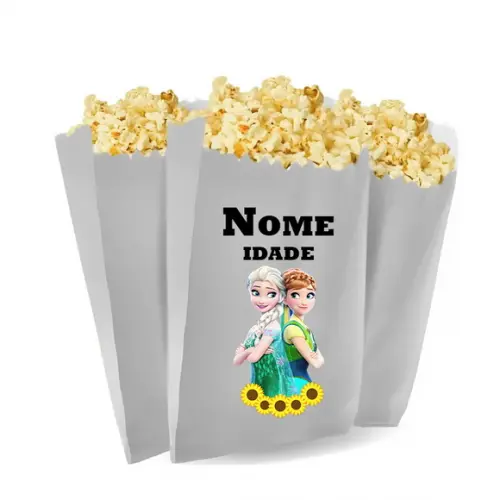Saquinho de Pipoca Personalizado 13x7,5cm Frozen Fever