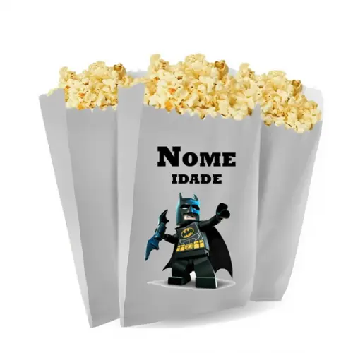 Saquinho de Pipoca Personalizado 13x7,5cm Lego Batman