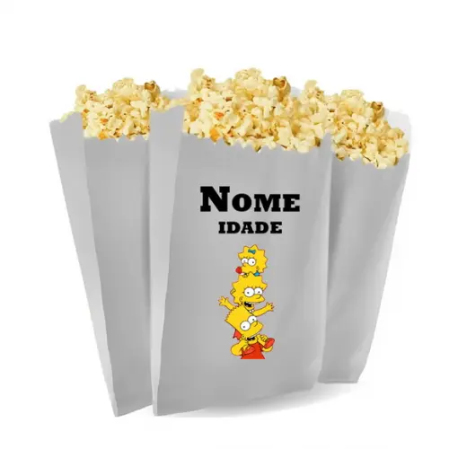 Saquinho de Pipoca Personalizado 13x7,5cm os Simpsons