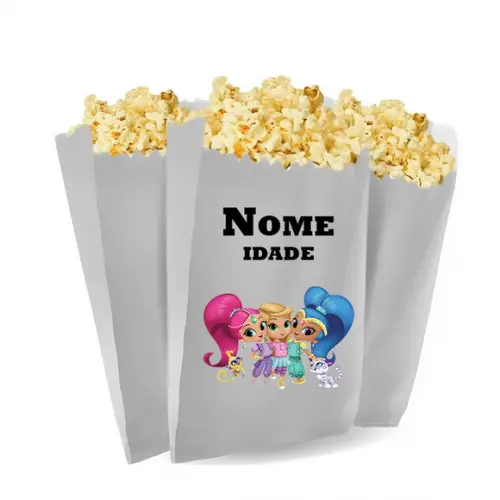 Saquinho de Pipoca Personalizado 13x7,5cm Shimmer e Shine