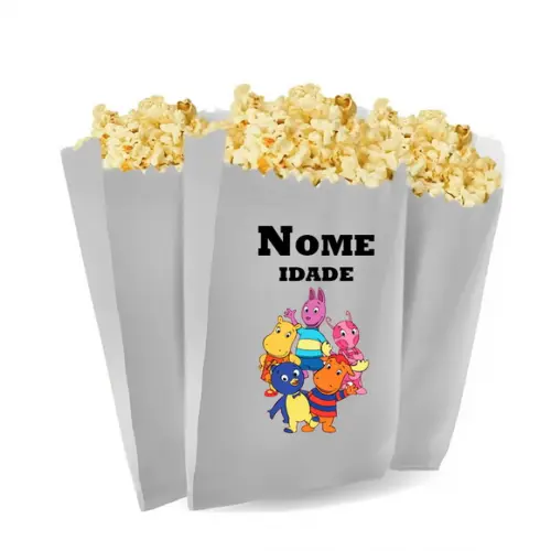 Saquinho de Pipoca Personalizado 13x7,5cm Tema Backyardigans
