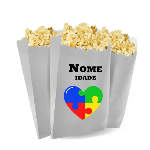 Saquinho de Pipoca Personalizado 13x7cm Autismo