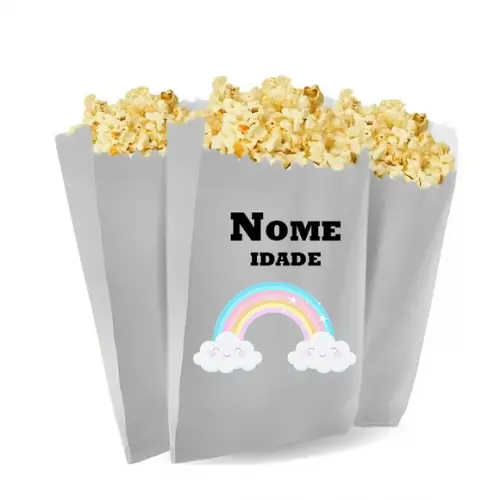 Saquinho de Pipoca Personalizado 13x7cm Arco Iris
