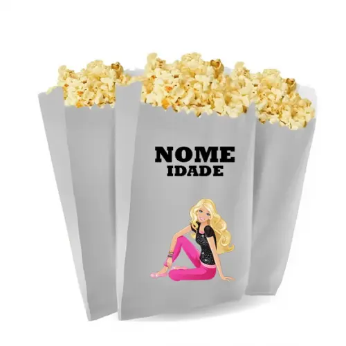 Saquinho de Pipoca Personalizado 13x7cm Barbie