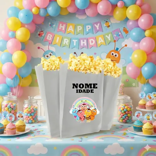Saquinho de Pipoca Personalizado 13x7cm Bichikids