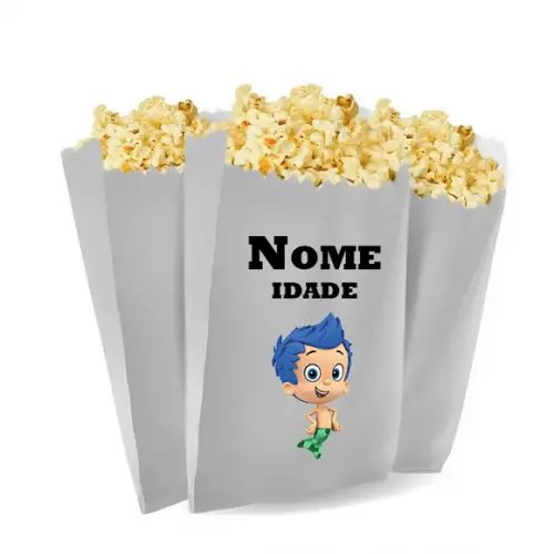 Saquinho de Pipoca Personalizado 13x7cm Bubble Guppies
