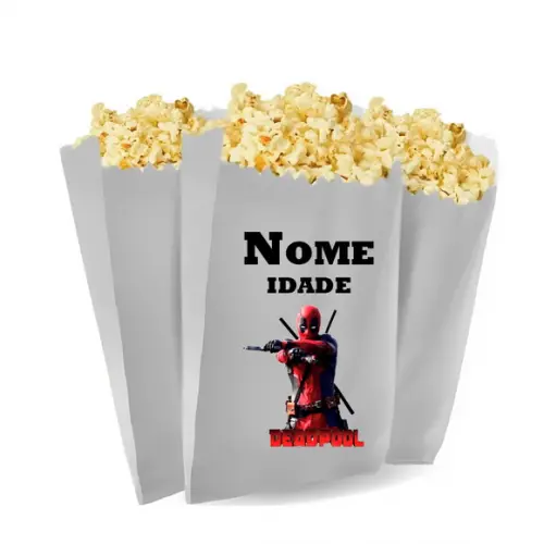 Saquinho de Pipoca Personalizado 13x7cm Deadpool