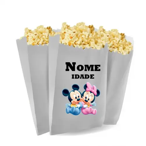 Saquinho de Pipoca Personalizado 13x7cm Disney Baby