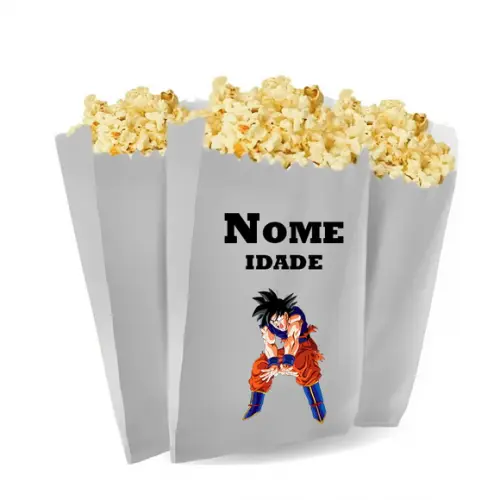 Saquinho de Pipoca Personalizado 13x7cm Dragon Ball