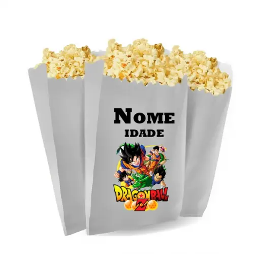 Saquinho de Pipoca Personalizado 13x7cm Dragon Ball
