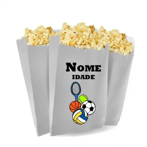 Saquinho de Pipoca Personalizado 13x7cm Esporte