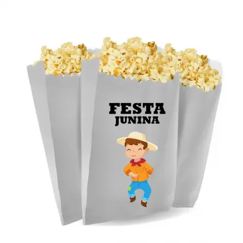 Saquinho de Pipoca Personalizado 13x7cm Festa Junina