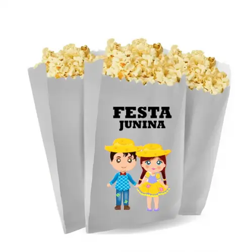 Saquinho de Pipoca Personalizado 13x7cm Festa Junina