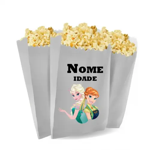 Saquinho de Pipoca Personalizado 13x7cm Frozen Fever