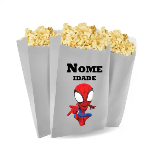 Saquinho de Pipoca Personalizado 13x7cm Homem Aranha