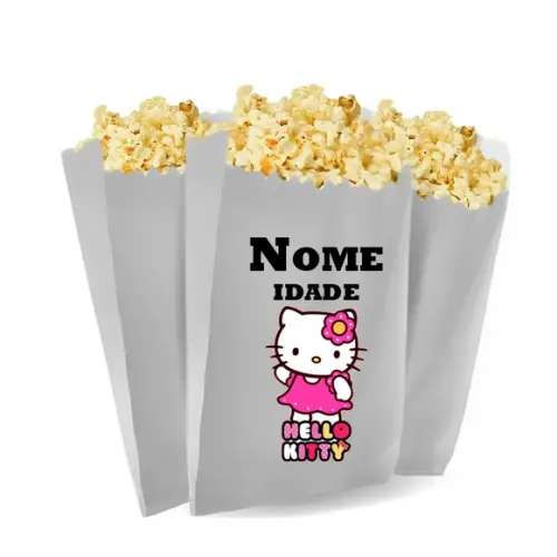 Saquinho de Pipoca Personalizado 13x7cm Hello Kitty