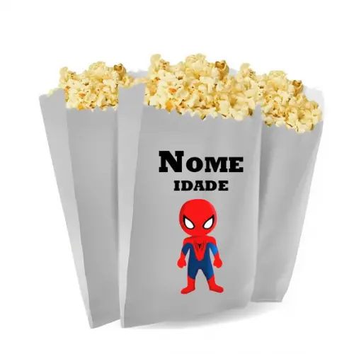 Saquinho de Pipoca Personalizado 13x7cm Homem Aranha Cute