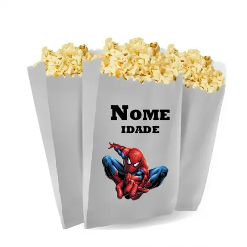 Saquinho de Pipoca Personalizado 13x7cm Homem Aranha