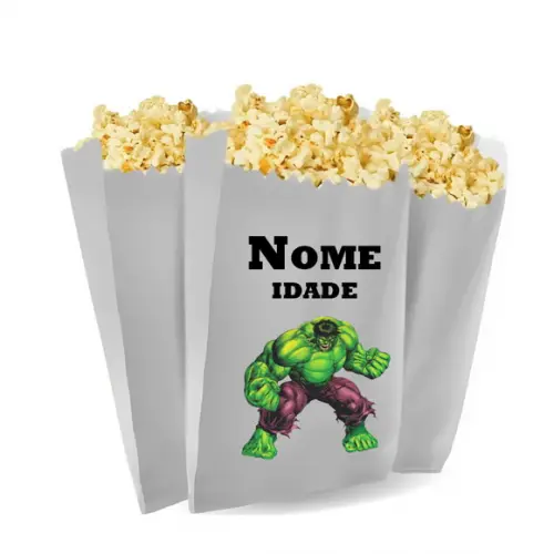 Saquinho de Pipoca Personalizado 13x7cm Hulk