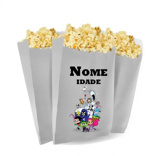Saquinho de Pipoca Personalizado 13x7cm Jovens Titãs