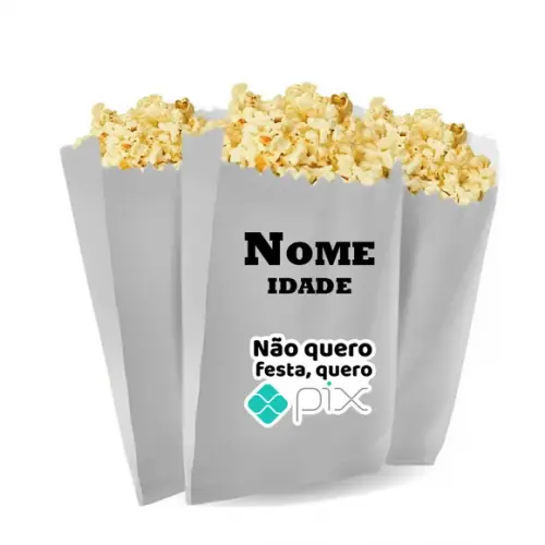 Saquinho de Pipoca Personalizado 13x7cm Me Faz Um Pix