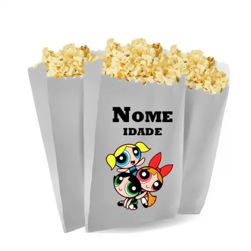 Saquinho de Pipoca Personalizado 13x7cm Meninas Super Podero