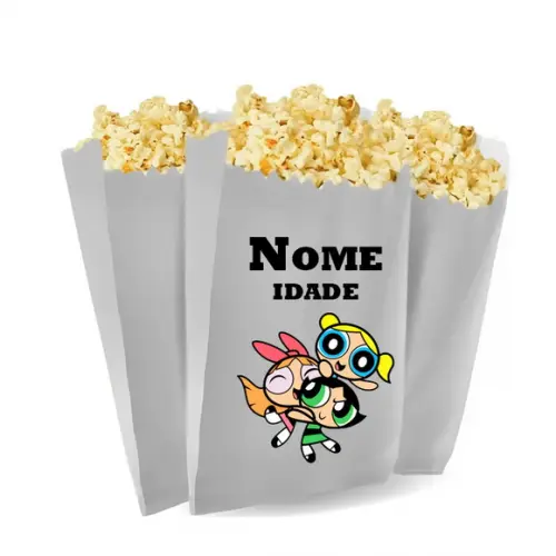 Saquinho de Pipoca Personalizado 13x7cm Meninas Super Podero