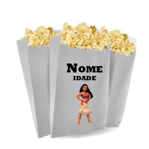 Saquinho de Pipoca Personalizado 13x7cm Moana