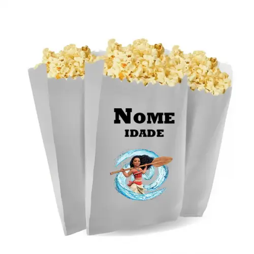 Saquinho de Pipoca Personalizado 13x7cm Moana
