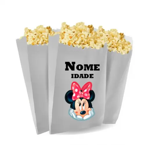 Saquinho de Pipoca Personalizado 13x7cm Minnie