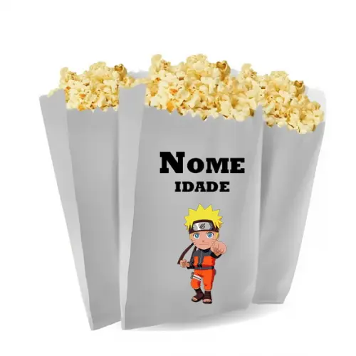 Saquinho de Pipoca Personalizado 13x7cm Naruto