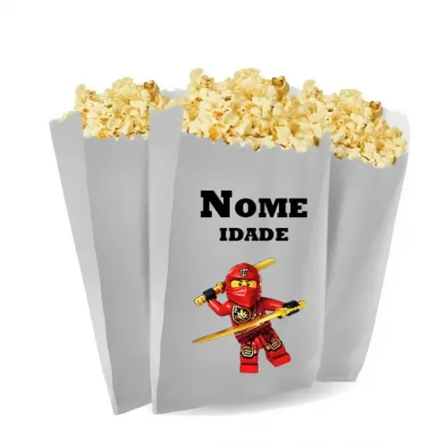 Saquinho de Pipoca Personalizado 13x7cm Ninjago