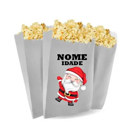 Saquinho de Pipoca Personalizado 13x7cm Natal