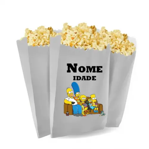 Saquinho de Pipoca Personalizado 13x7cm os Simpsons