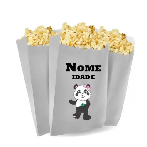 Saquinho de Pipoca Personalizado 13x7cm Panda